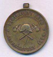 ~1884. "Magyar Országos Tűzoltó Szövetség / Szolgálati Érem 5 év után" aranyozott bronz ki...