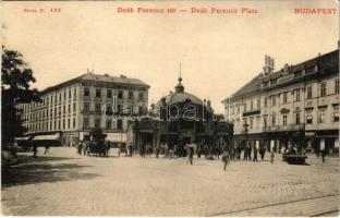 1904 Budapest V. Deák Ferenc tér, Lichtscheindl étterem, Rosenzweig üzlete, Reinisch Testvérek Élővirág csarnoka. A középső és a jobb oldali épület elbontásra került