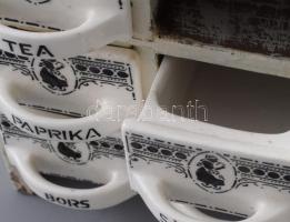 cca 1940 Gránit fűszeres szekrény, egy fiók hiányzik. sérülésekkel, m: 26 cm