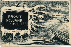 1916 Prosit Neujahr 1917. Armee Arz. Feldpostkarte, Feldpresse des 1.A.K. s: Werschitz + "K.u.k. I. Armeekommando Proviantoffizier" (EK)