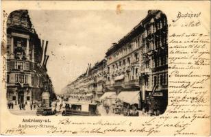 1899 (Vorläufer) Budapest VI. Andrássy út fellobogózva, villamos. Anton Ganz (fl)