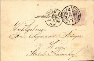 1899 (Vorläufer) Budapest VI. Andrássy út fellobogózva, villamos. Anton Ganz (fl)