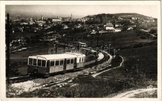 1943 Budapest XII. Svábhegy, Fogaskerekű villamos vasút, látkép a Budai hegyekről