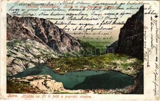 1904 Tátra, Magas-Tátra, Vysoké Tatry; Kilátás az Öt tó felől a poprádi tóra. Cattarino Sándor kiadása / Popradske pleso (EB)