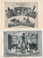 2 db régi cirkusz motívum képeslap / 2 pre-1945 circus motive postcards: Charli Illeneb jr., Kocka Jarovov