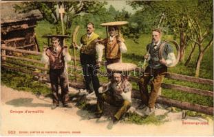 Groupe d&#039;armaillis / Sennengruppe / Svájci pásztorok / Swiss folklore, alpine shepherds