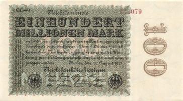 Német Birodalom / Weimari Köztársaság 1923. 100.000.000M (2x) cégnyomat "Sterne mit einem S dar...