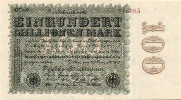 Német Birodalom / Weimari Köztársaság 1923. 100.000.000M (3x) cégnyomat "Sterne mit einem S dar...