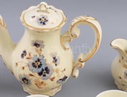 Zsolnay búzavirág mintás 6 személyes mokkás készlet. Kézzel festett, jelzett, hibátlan (mázrepedezés...