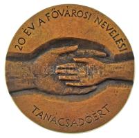 Szabó Gábor (1940- ) DN &quot;20 év a Fővárosi Nevelési Tanácsadóért&quot; egyoldalas, öntött bronz plakett (~86-88mm) T:AU