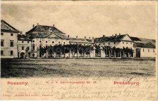 1901 Pozsony, Pressburg, Bratislava; K.u.k. Garnisonspital Nr. 19. Bediene dich allein / Cs. és kir. katonai kórház / military hospital (fl)