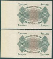 Német Birodalom / Weimari Köztársaság 1923. 5.000.000M (2x) egymás utáni sorszámokkal T:I-