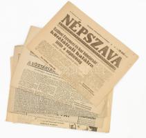 1945-1948, 6 darab vegyes újság, Közalkalmazott, Népszava, Szabad Nép, közte Szálasi Ferenc halálra ...