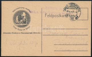 1916 Tábori posta levelezőlap &quot;k.u.k. Feldkanonenregiment Nr. 27.&quot; + &quot;TP 107&quot;