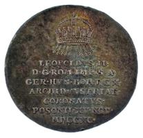 Habsburg Birodalom 1790. "II. Lipót pozsonyi koronázása" Ag koronázási zseton. "LEOPO...