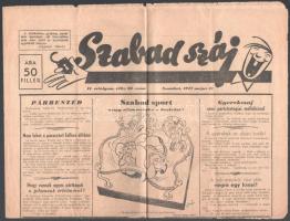 1947 Szabad száj II. évf. (50.) 22. sz., 1947. máj. 31., szakadásokkal, 4 p.