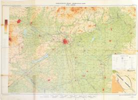 1971 Magyarország léginavigációs térképe, Cartographia - KPM Légügyi Főosztály, szakadásokkal, 117x80 cm