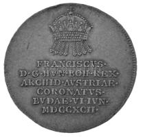 Habsburg Birodalom 1792. "I. Ferenc budai koronázására" Bécs, Ag koronázási zseton "L...