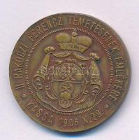 1906. "Pro libertate / II. Rákóczi Ferencz temetésének emlékére - Kassa 1906.X.29." bronz ...