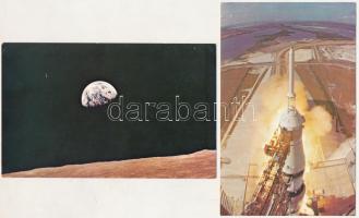 5 db MODERN űrhajós képeslap: Amerikai űrrepülés / 5 modern American astronauts and spaceshuttle mot...