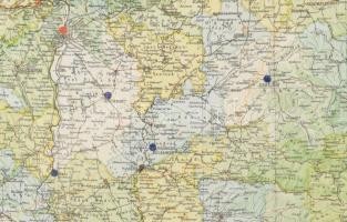 Magyarország térképe, 1:500 000, kiadja: Magyar Földrajzi Intézet Rt., üvegezett keretben, 41×67 cm