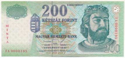 1998. 200Ft "MINTA" felülnyomással, "FA 0000195" sorszámmal T:UNC 
Hungary 1998...