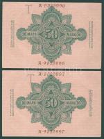 Német Birodalom / Császárság 1910. 50M (2x) egymás utáni sorszámokkal T:I