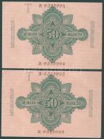 Német Birodalom / Császárság 1910. 50M (2x) egymás utáni sorszámokkal T:I
