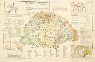 cca 1920 Magyarország gazdaságföldrajzi térképe. Teleki Pál gróf és Cholnoky Jenő közreműködésével szerk.: Fodor Ferenc. 1 : 1.500.000, Bp., Magyar Földrajzi Intézet Rt. Gazdasági adatokkal, statisztikákkal, közte a trianoni békeszerződés által okozott ipari és gazdasági veszteségekkel, négy nyelven (magyar, német, angol, francia). Kisebb lapszéli foltokkal, sérülésekkel, 63x95 cm