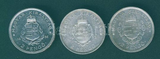 1935-36. 2P Ag "Liszt, Rákóczi, Pázmány" sor T:2,3