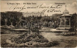 1918 Tátralomnic, Tatranská Lomnica (Magas-Tátra, Vysoké Tatry); szálloda és zenepavilon. Kuszmann Gyula kiadása / hotel and music pavilion (EK)