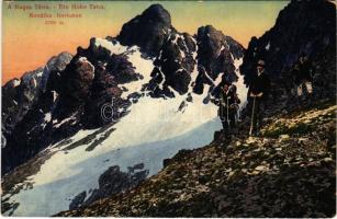 1917 Tátra, Magas-Tátra, Vysoké Tatry; Rovátka, turisták, hegymászók / Kerbchen / Prielom / mountain peak, hikers, tourists (Rb)