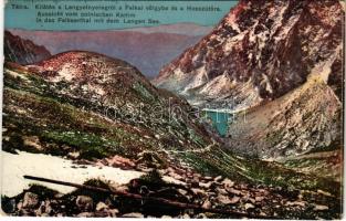 1913 Tátra, Vysoké Tatry; Felkai-völgy, kilátás a Lengyel-nyeregről, Hosszú-tó. Feitzinger Ede Ph. No. 26. / Velická dolina / valley, lake