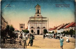 1913 Poprád (Magas-Tátra, Vysoké Tatry); Fő tér, piac, templom / Hauptplatz / main square, market, c...