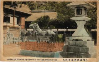 Nagasaki, Bronze horse in Osuwa Shrine (EK)