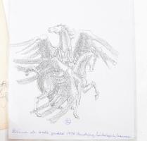 Mészáros Mihály (1930-2008): Feszület. Ceruza, papír, jelzett 34x24 cm + egy jelzett nyomat