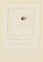 Olajos György (1953-):Almamag. Részkar papír, próbanyomat jelzett 4x4 cm Üvegezett keretben