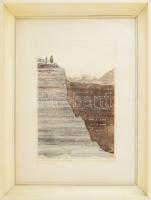 Olajos György (1953-): József Attila emlékére. Rézkarc, papír. jelzett, sorszámozott próbanyomat 4/1...