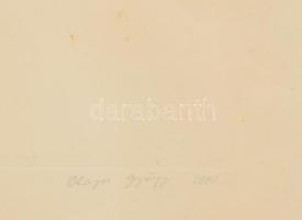 Olajos György (1953-): Elhagyott fészek. Rézkarc, papír. jelzett, sorszámozott 3/80. Üvegezett keret...