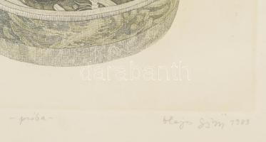 Olajos György (1953-): Eceteshal maradékok Rézkarc, papír. jelzett, próbanyomat. Üvegezett keretben ...