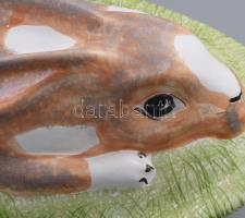 Pataki Kerámia nyulas sültes tál, kézzel festett, jelzett, hibátlan 42 cm