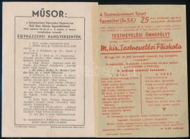 1944 A Szatmárnémeti Sport Egyesület testnevelési ünnepélyének és a Szatmárnémeti Református Főgimnázium Soli Deo Gloria Egyesületének műsora, 2 db, hajtott