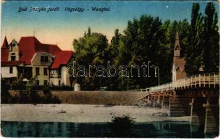 Pöstyén, Pistyan, Piestany; Vágvölgy, híd. Donáth Lipót kiadása / Waagtal / bridge (EK)