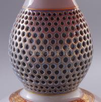 Herendi Ming mintás kínai tök alakú kézzel festett, áttört asztali lámpa. Jelzett, minimális kopássa...