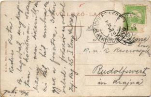 1916 Losonc, Lucenec; látkép, zsinagóga, üzletek. Fischer Sándor kiadása / general view, synagogue, ...