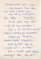 Sinkovics Imre (1928-2001) színművész saját kézzel írt, aláírt, verses, illusztrált üdvözlő levele H...