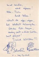 Sinkovics Imre (1928-2001) színművész saját kézzel írt, aláírt, verses, illusztrált üdvözlő levele H...