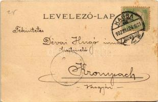 1902 Kassa, Kosice; Nemzeti színház, Erzsébet székesegyház (Dóm), látkép, Kossuth Lajos utca. László...