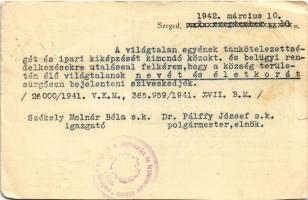 1942 Szeged, Vakokat Gyámolító Délmagyarországi Egyesület. Torontál tér 1. (EB)