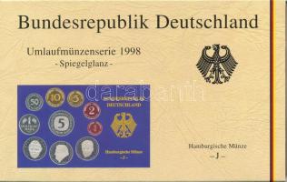 NSZK 1998J 1pf-5M (10xklf) forgalmi sor műanyag dísztokban, külső karton tokkal T:PP  FRG 1998J 1 Pfennig - 5 Mark (10xdiff) coin set in plastic case with cardboard outer case C:PP